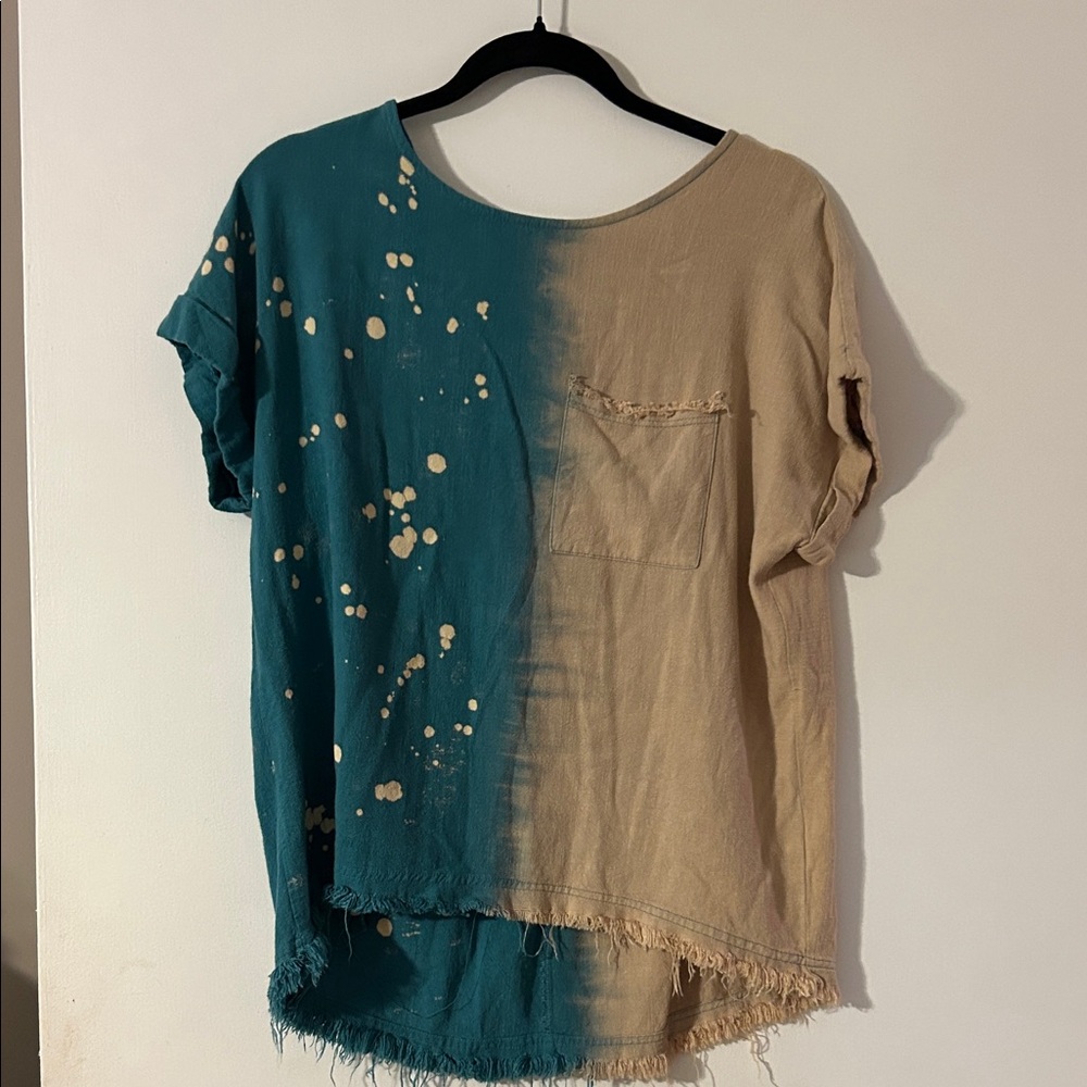 Umgee  Teal and Tan Women's Top Size Small